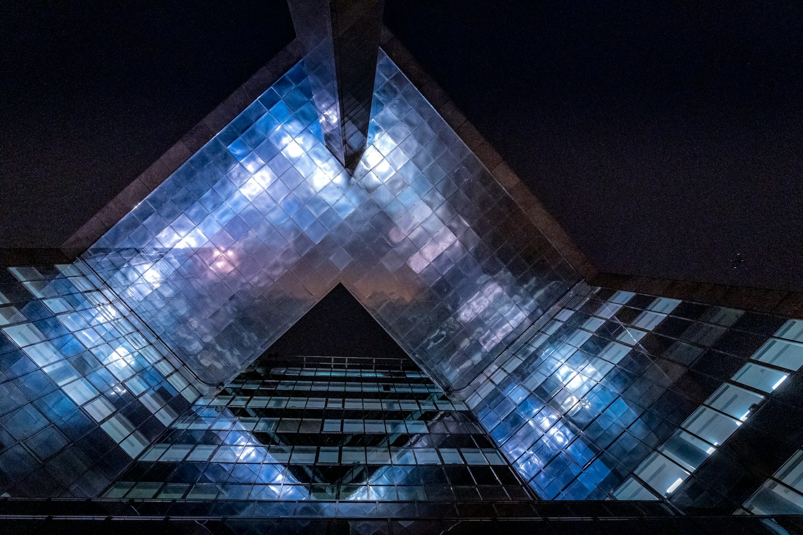 Modern architecture with illuminated windows